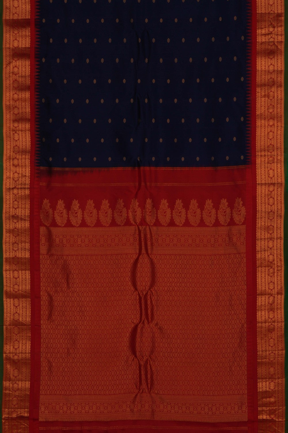 Image of Gadwal Silk Navy Blue Saree